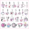 100% 925 Sterling Silver Bear Animals Butterfly Flower Love Heart Pink Charms Fit Bracelet Diy Jewelry Making