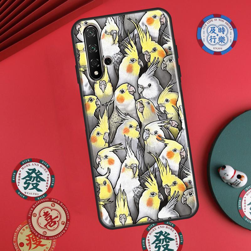 Cartoon Cockatiel Collage For Huawei P20 P30 P40 Lite P60 Pro Nova 12i 11i 8i 12s 9 10 SE Y90 Y60 Y70 Y72 Y61 Y91 Case