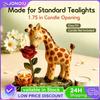 Giraffe Rose Figurine Resin Tealight Holder Decorative Animal Candle Holder Shelf Home Decor Gift 6.3in