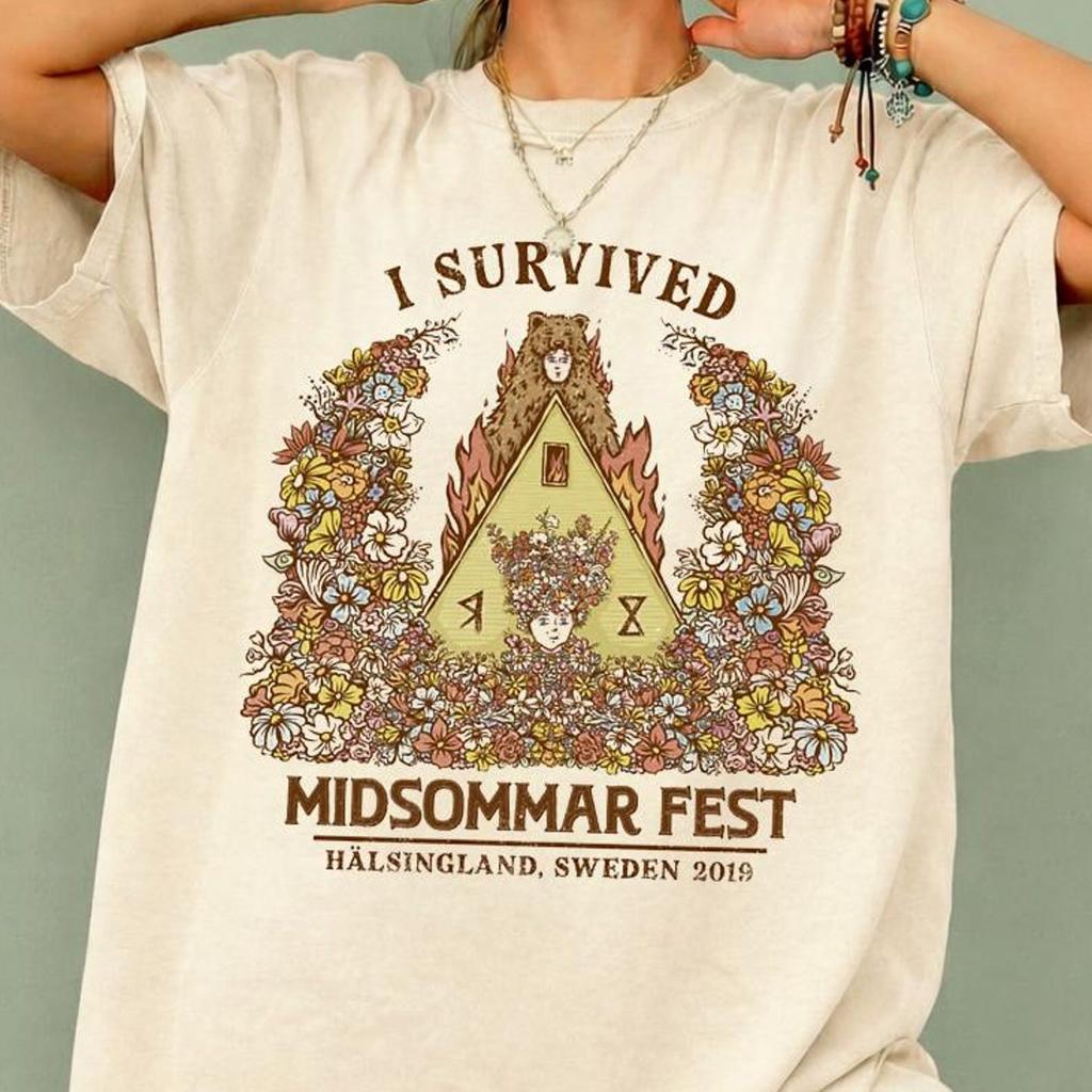 Футболка с фестивалем Midsummer: Я выжил в Хельсингланде, Швеция, 2019 г. Графическая футболка