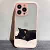Забавный черный кот Чехол для телефона для IPhone 15 14 13 12 11 X XR XS XSMAX 8 7 Plus Mini Pro Max Милый Мягкий Черный Чехол для Телефона