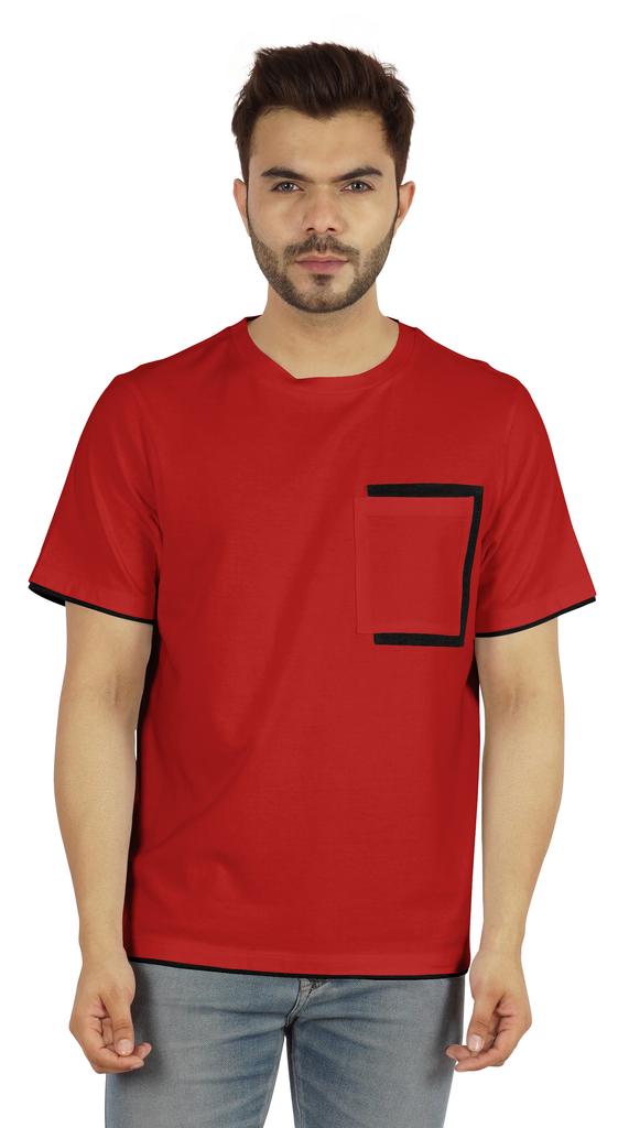 Inkmeso Мужские футболки с круглым вырезом, повседневные базовые рубашки с коротким рукавом и накладным карманом