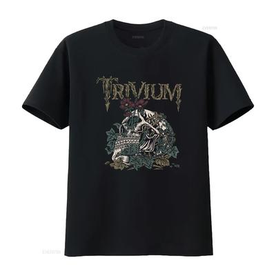 Футболка Trivium Скелет Цветок винтажная Стирка графика Немного растянутая мужская Дышащая Стильная дизайнерская одежда Мягкая