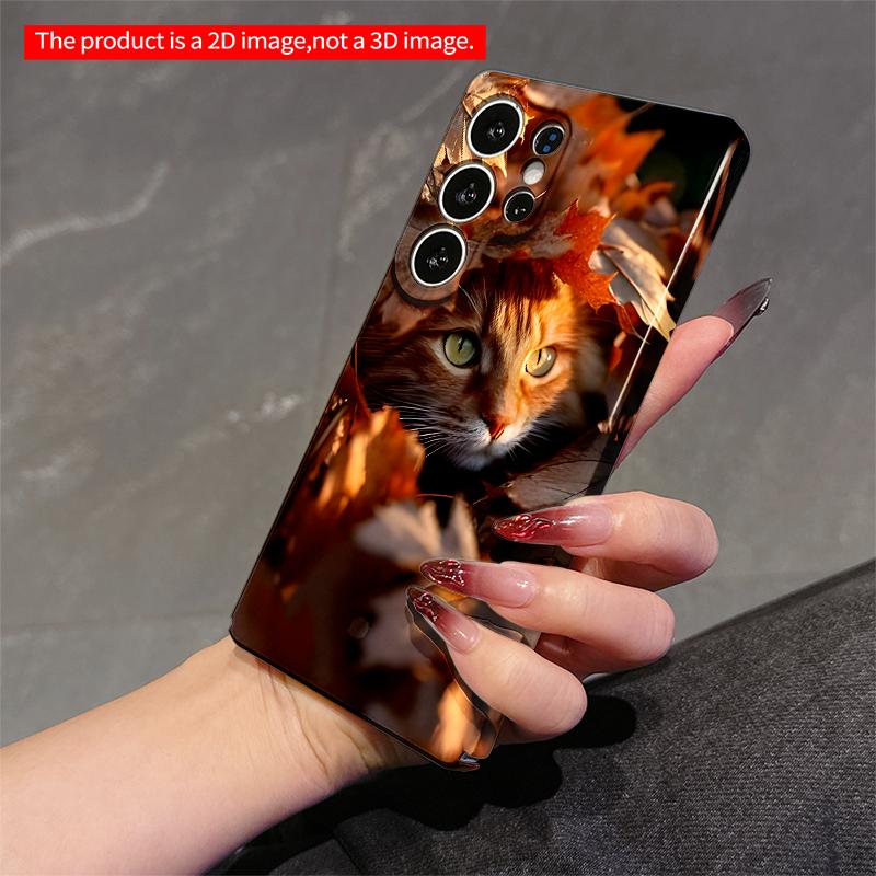 2DFlat Samsung phone case Autumn Cat in Golden Leaves Applicable to Galaxy S23 S24 S25ULTRA S26 A12 A14 A15 A16 A54 A55