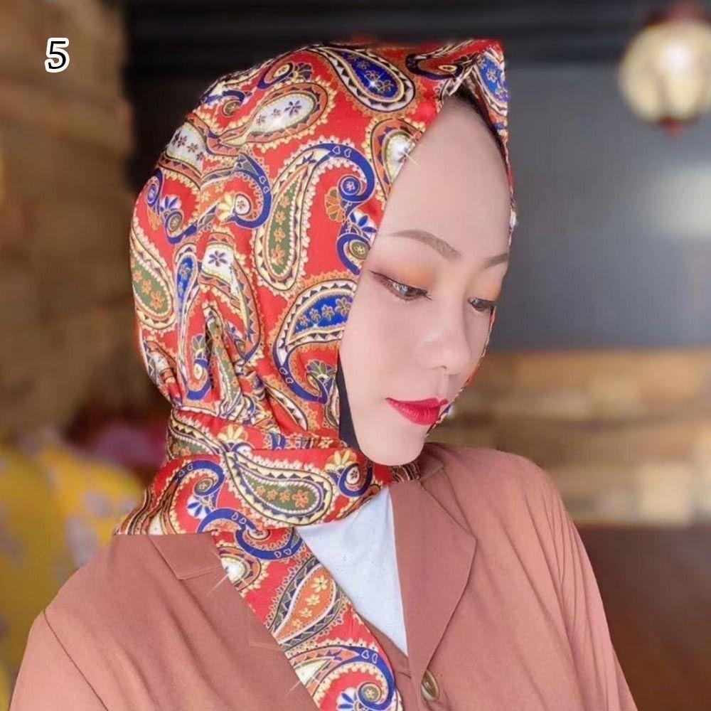 Soft Simulation Silk Islamic Hat Headscarf Hijab Cap Baotou Hat Muslim Turban