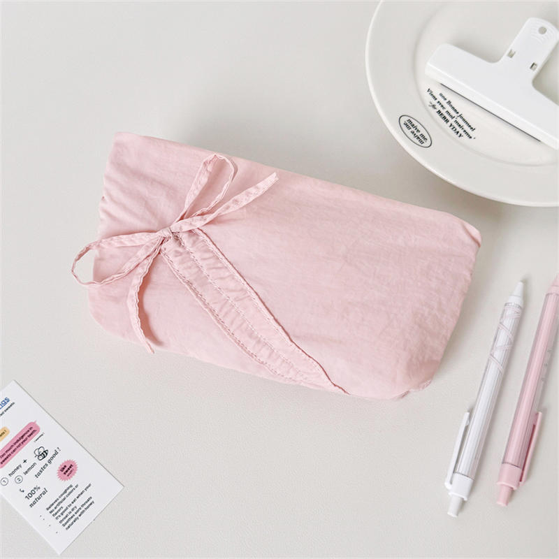 Косметичка из плотного хлопка, стеганая с бантом, коробка для ручек из перцовой одежды