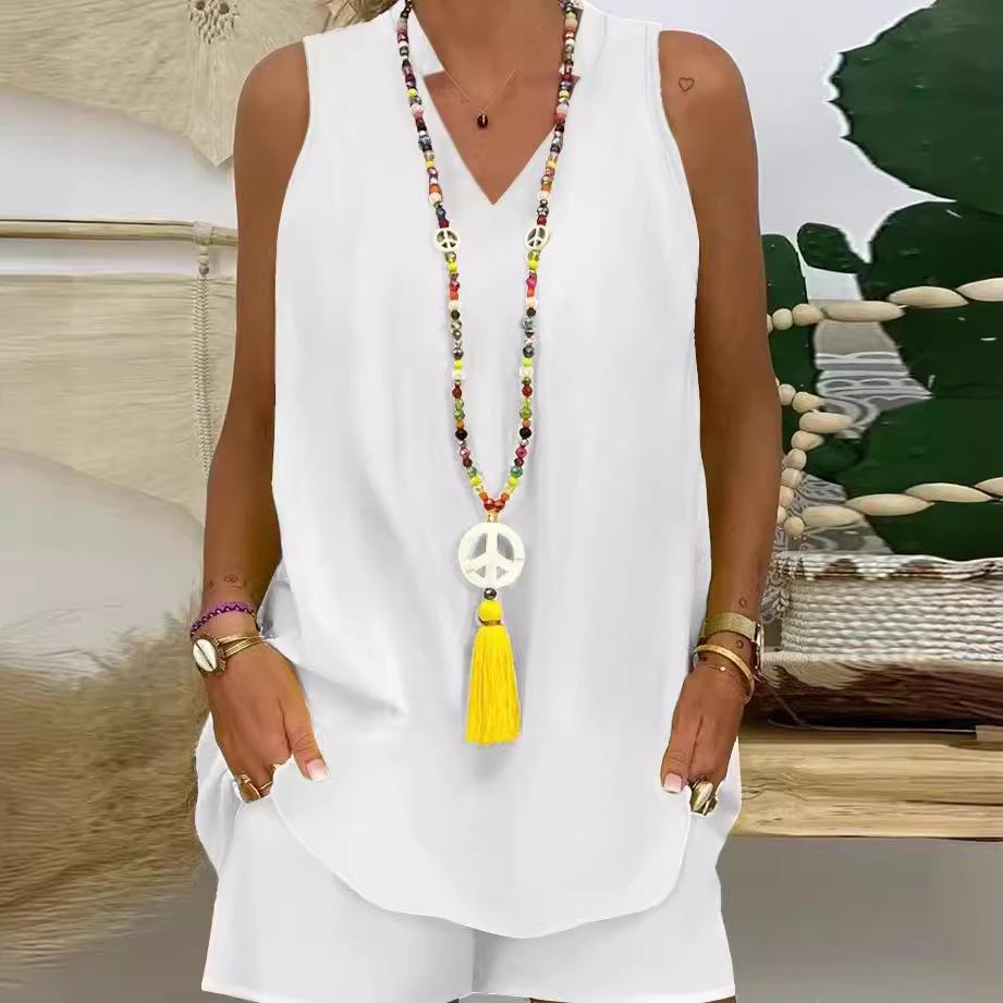 Женский повседневный комплект без рукавов со стойкой