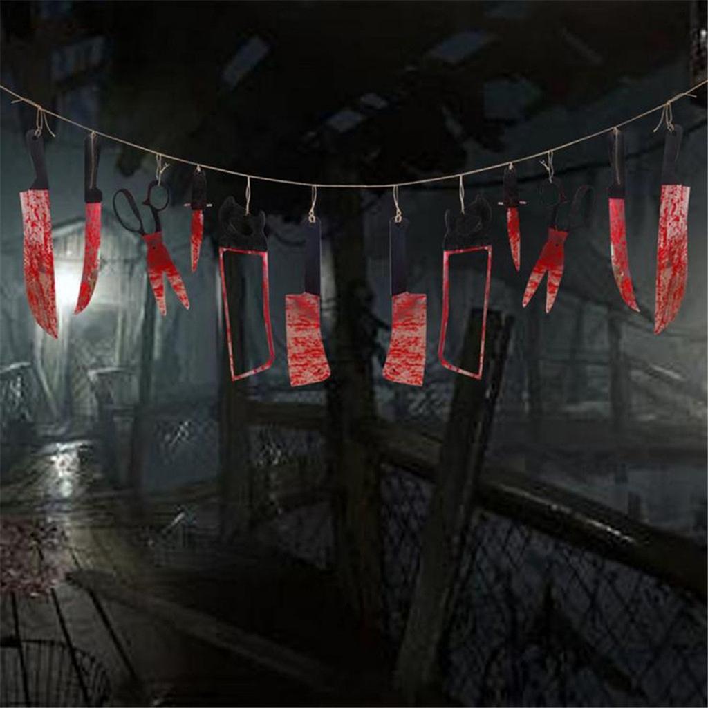 Счастливый Хэллоуин Бумажные Баннеры Кровавые Висячие Украшения Режущий Инструмент Баннер