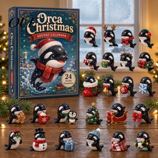 Surprise Toy Set for Holidays 2026 Ocean Creature Advent Calendar, 24-Day Acrylic Ornament with Christmas Gift Friends Family Marine Animal