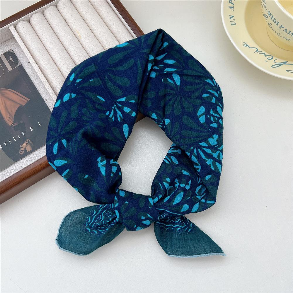 Маленький квадратный шарф из хлопка и льна, шелковый шарф, женский, весна и осень, новый стиль, художественный и универсальный, модный, темпераментный шарф-повязка на голову