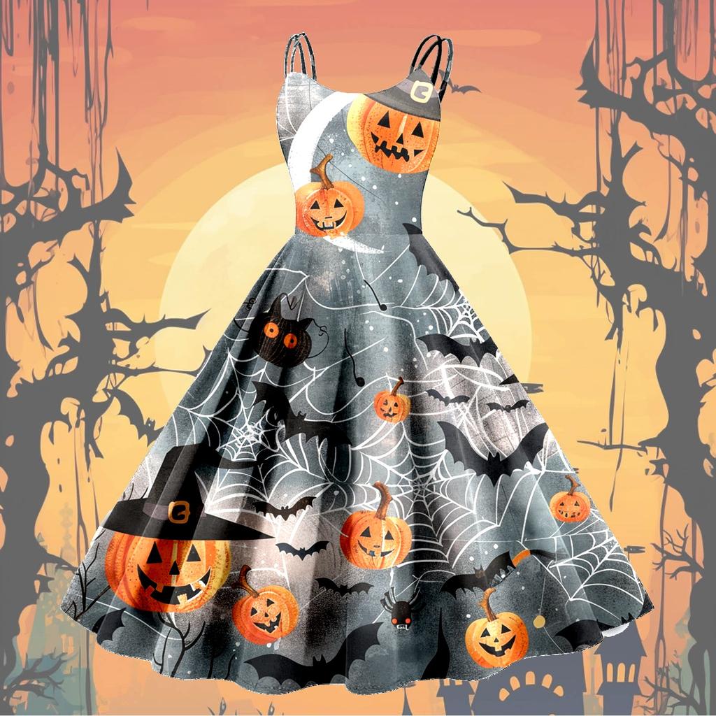 Женское модное сексуальное коктейльное платье без бретелек с принтом на Хэллоуин в стиле панк, винтажное платье.