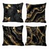 Black and Gold Marble Pattern Pillowcases: Elegant and Luxurious Decor Sofa Cushion Cover Home Room Decoration 2D Flat Printing