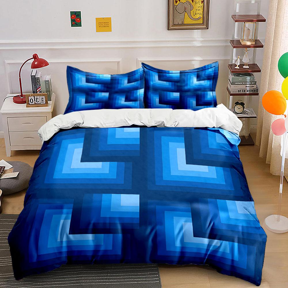 Geometric Blue Gradient Bedding Set Bedding Duvet Cover Set Duvet Cover Pillowcases (1 * Duvet Cover 2 * Pillowcases, without duvet insert)