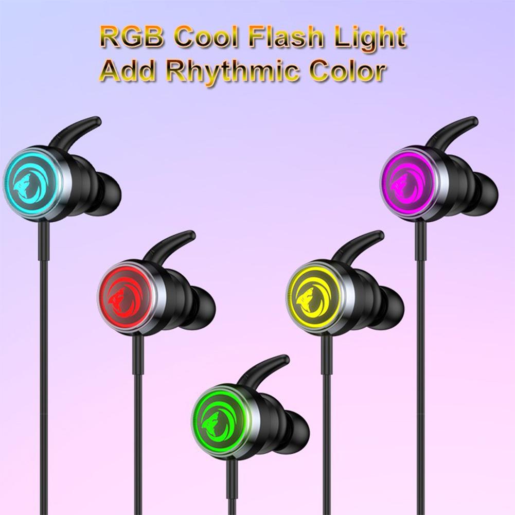 Wired In-ear Gaming Headset With Mic Stereo Bass Gaming Earphone With RGB Light Compatible For Laptop Cellphone PC