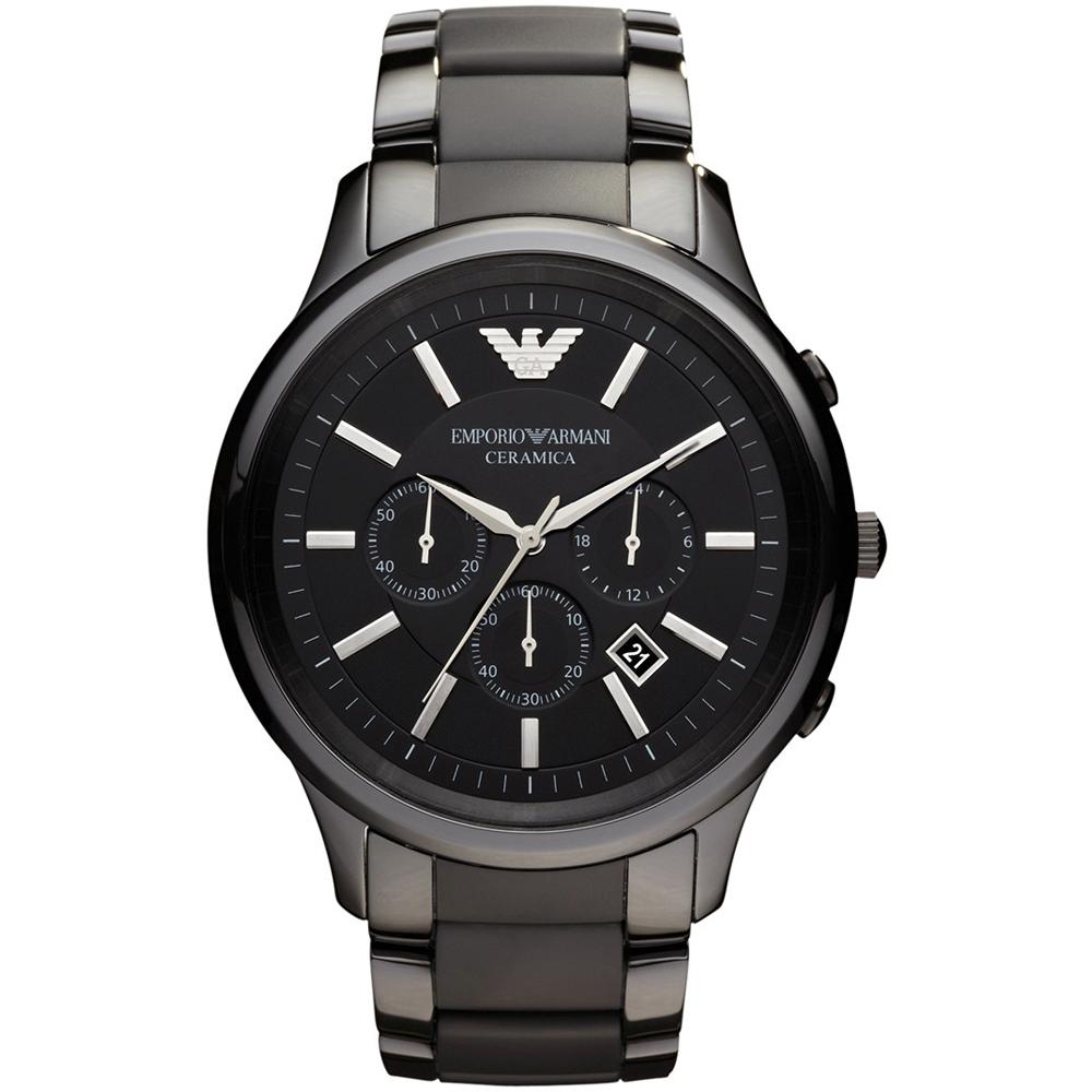 Emporio Armani Мужские кварцевые часы-хронограф Renato XLarge, черная керамика, черный AR1451