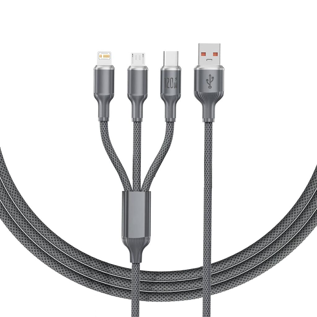 3-в-1 100 Вт Кабели 6A Быстрая Зарядка USB на Type-C Micro Провод Data Cord Для Samsung Xiaomi iPhone Quick Charge USB Type C Кабель
