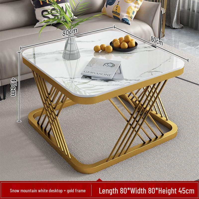 Modern Luxury Sintered Stone Square Coffee Table for Small Living Spaces