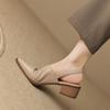2024 New Office Ladies Casual Women Sandals Concise Spring Summer Pointed Toe High Heel Genuine Leather Slingbacks Shoes Woman