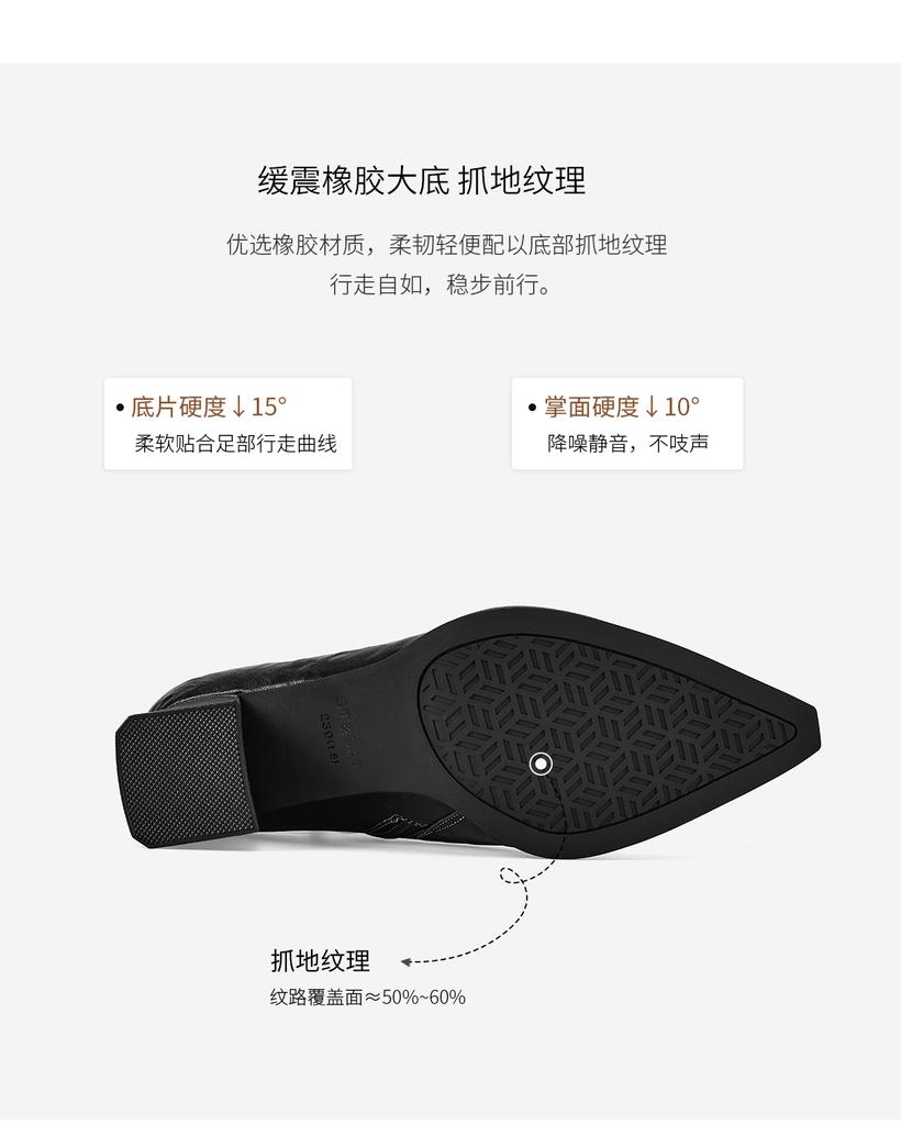 St&Sat/Saturday Belt Buckle Thick Heel Short Boots - Autumn/Winter Fashion