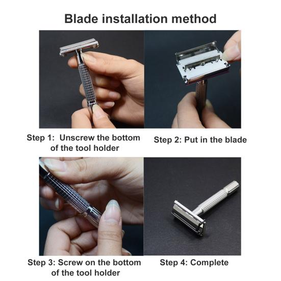 Бритва для бороды с щеткой Острое лезвие Нескользящая ручка Съемная Легко чистится Уход за волосами Ностальгическое вращающееся отверстие Ручной триммер для волос