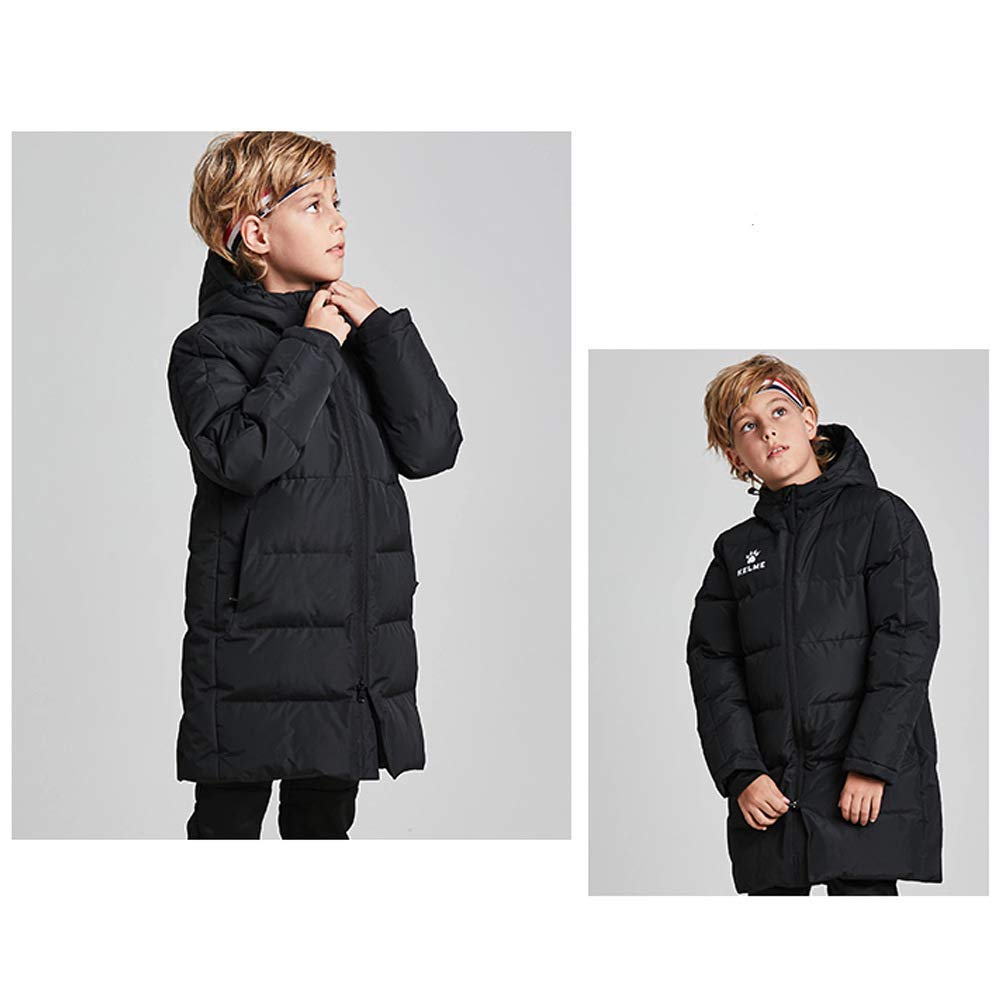 Kelme Children's Long Training Coat, Cold Weather Soccer and Outdoor Coat (Black, 130cm)