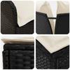 Furniture Set with Cushions 4 pcs Black and Cream PE Rattan