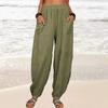 Повседневные женские шаровары, летние женские хлопковые льняные свободные широкие длинные брюки, домашняя одежда