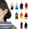 Ethnic Gradient Boho Ear Stud Dangle Drop Earrings Multilayer Drop Long Tassel Earrings Bohemian