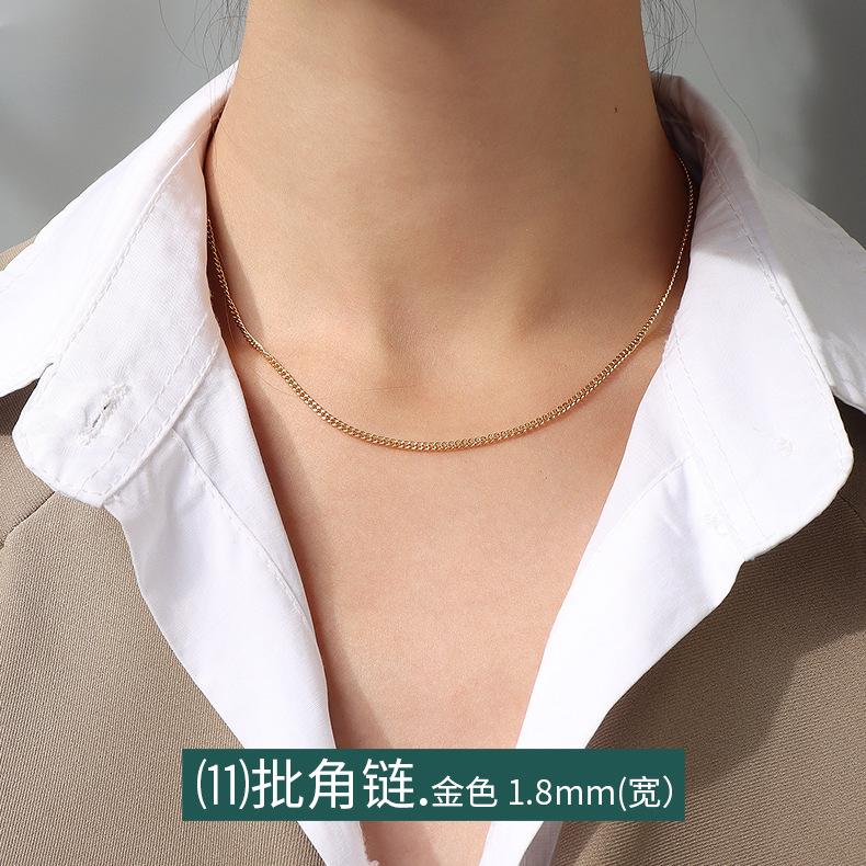 Цепочка-крест, цепочка из змеиной кости, витая цепочка, коробчатая цепочка, разнообразное ожерелье, женская цепочка из титановой стали с покрытием из 18-каратного золота, простая цепочка, цепочка на ключицу, ювелирные изделия