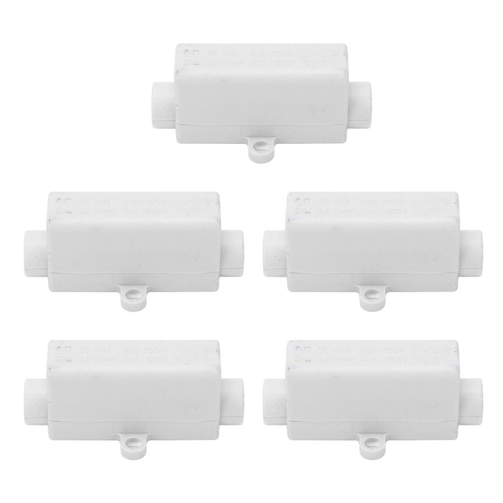 5Pcs Wire Connector Brass Conductor Double Screws ABS Shell Butt Wire Terminal Block 1000V 100A