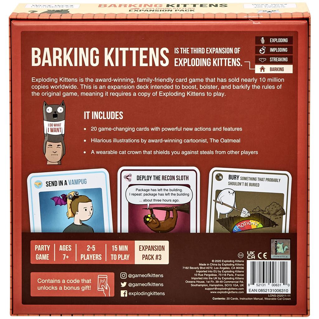 Barking Kittens — третье дополнение к Exploding Kittens