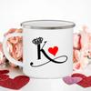 Кружки для пары с принтом Король и Королева, Креативная эмалированная кружка, Для путешествий на природу, Кемпинга, Костра, Кофейная кружка для воды, Кружка для влюбленных, Подарок на День святого Валентина