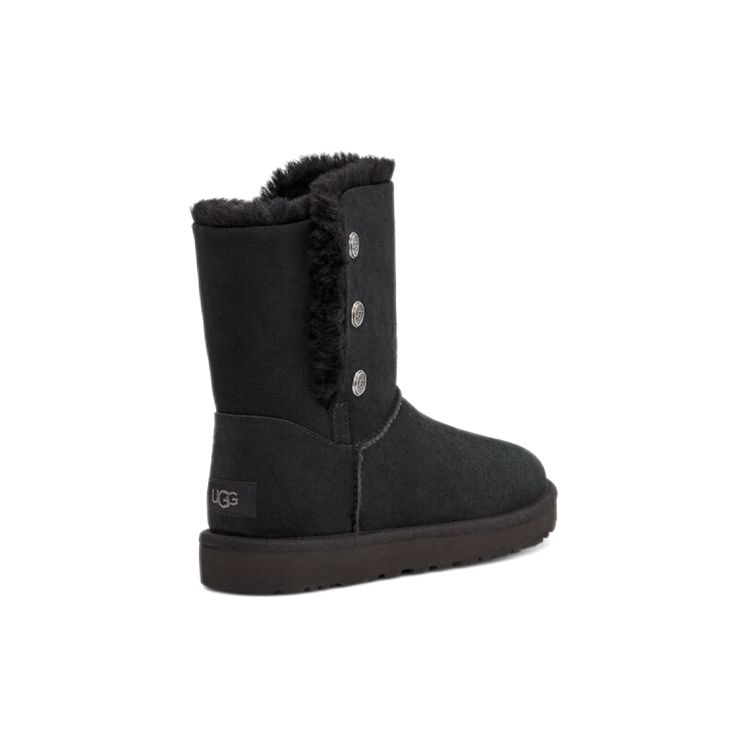 UGG Bailey Snaps Warm Durable Shock Absorbing Non-Slip Simple Comfortable Plush Mid-Calf Snow Boots Women Boots Black 1127151-BLK
