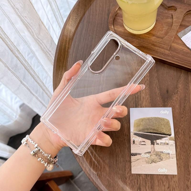Slim Clear PC Phone Case Galaxy Z Fold 7 6 5 4 Minimalist Hard Cover