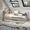 GAMI Erwan Children's Bed with Storage - White and Chestnut Decor - 90 X 200 Cm