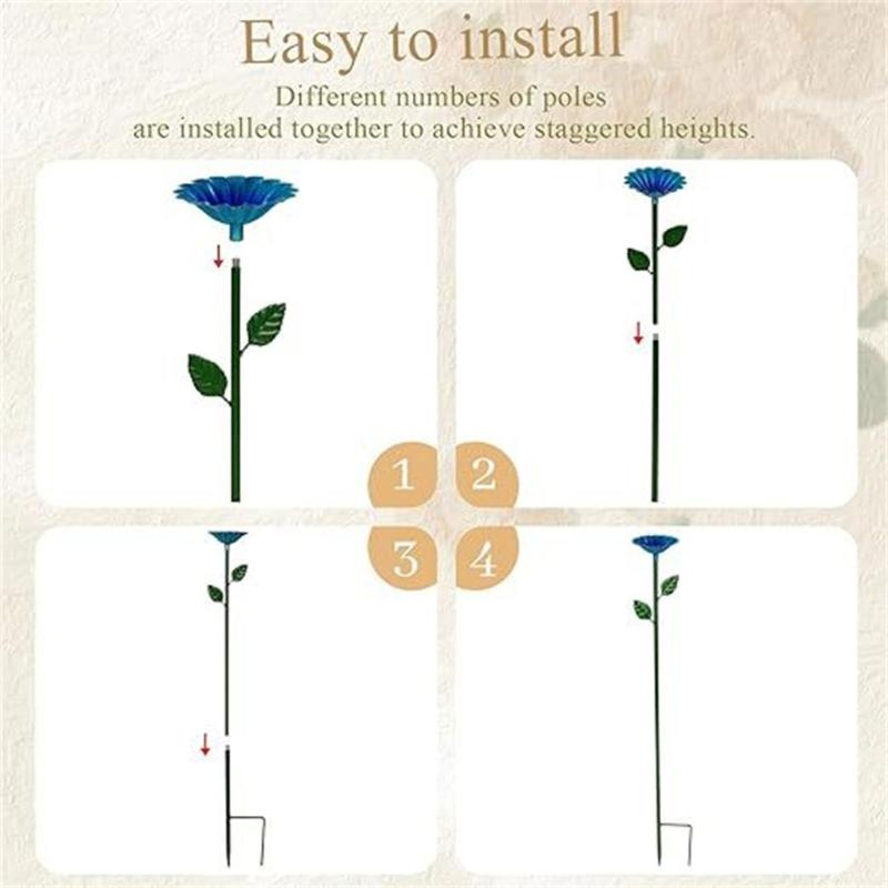 Flower Shape Bees and Butterfly Bath Bowl Watering Stake Watering Station for Garden Backyard Decors Bees Watering Supply