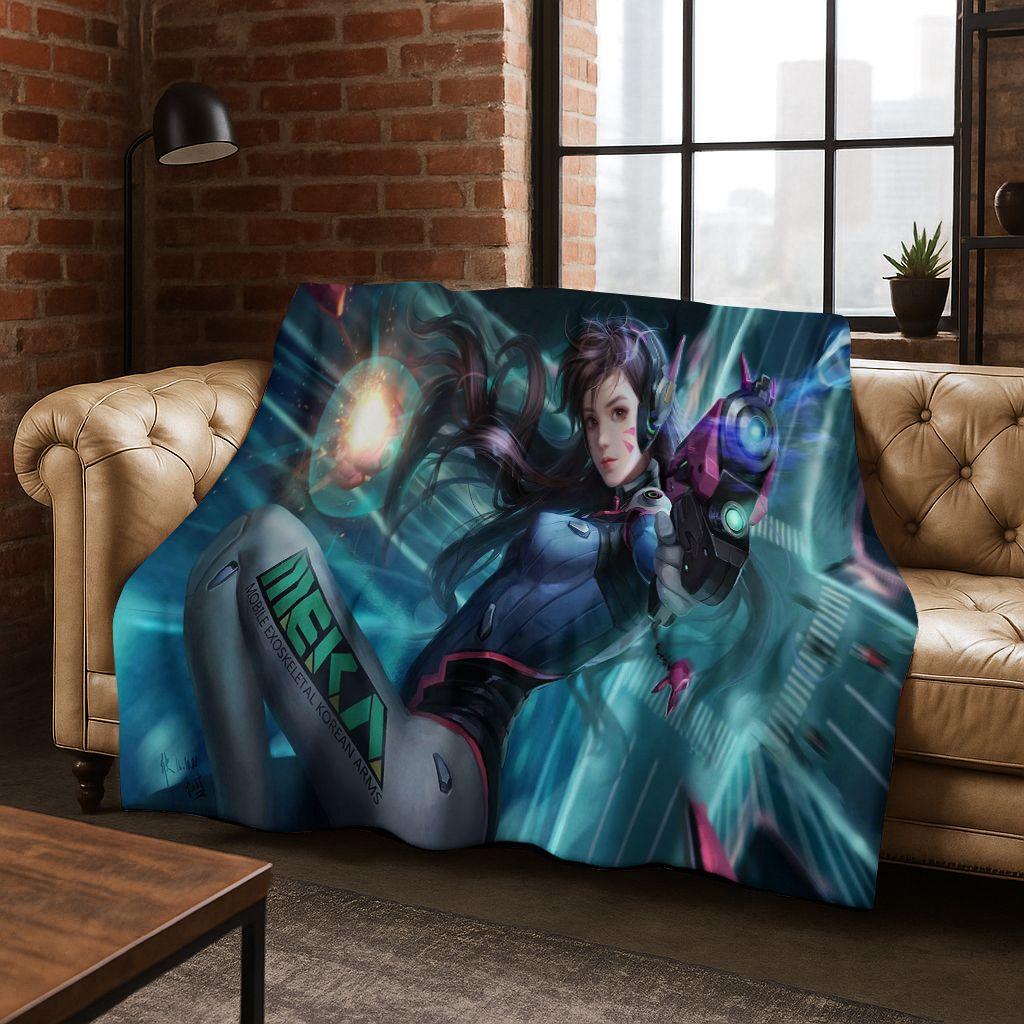 Игровое одеяло OW Overwatch D.VA Mei Reaper Мультяшное 3D Фланелевое, Уютное Мягкое Плед для Дома Спальни Кровати Дивана Пикника Покрытие Подарок