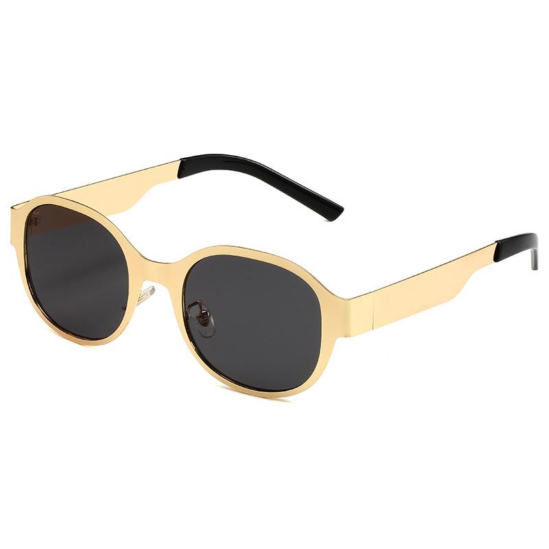 Metal mirror oval frame sunglasses female cyberpunk industrial style street sunshade sunglasses tide