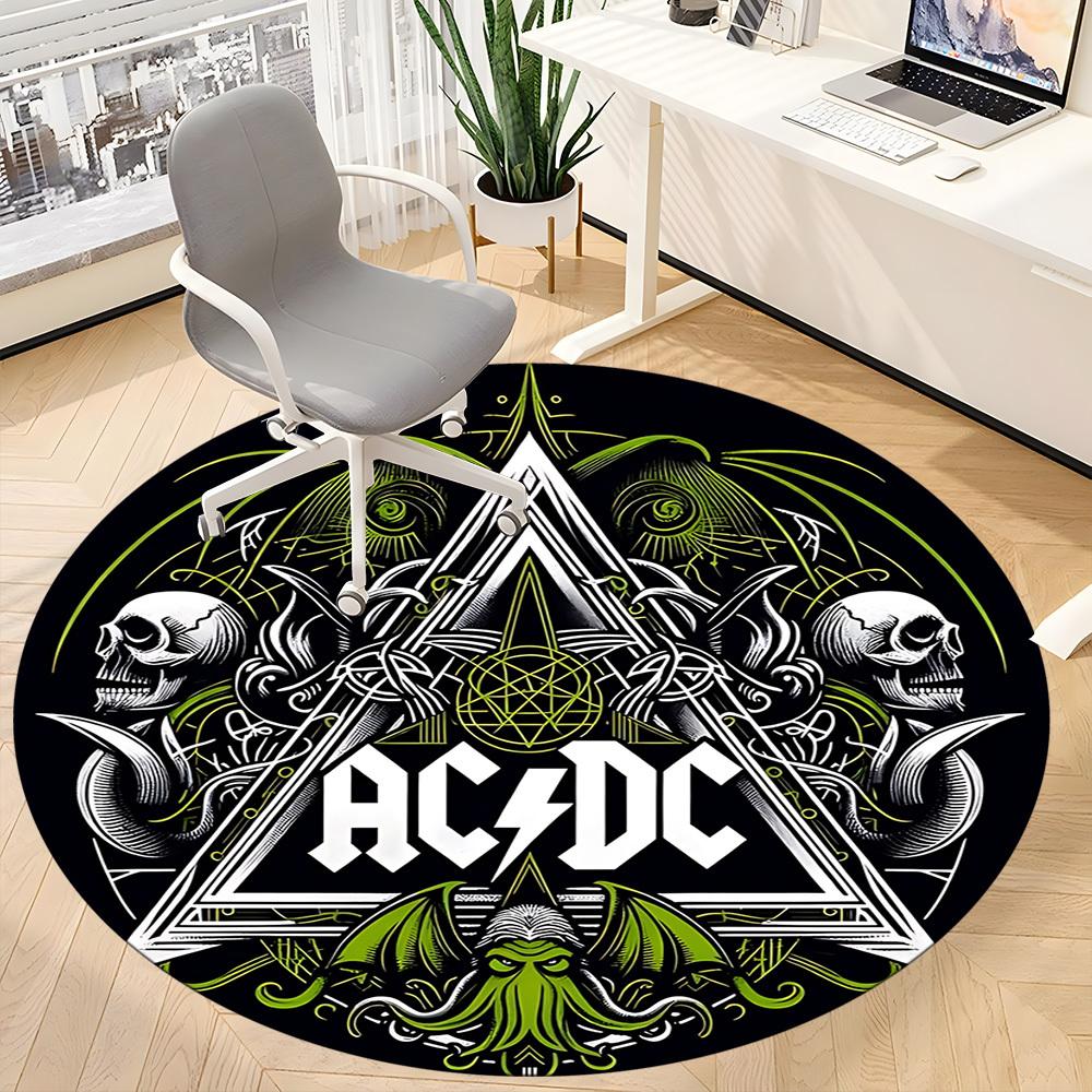 1 шт. Коврик для стула ACDC для офиса, нескользящий, мягкий и удобный, коврик для офиса, игр, легкий круглый напольный коврик
