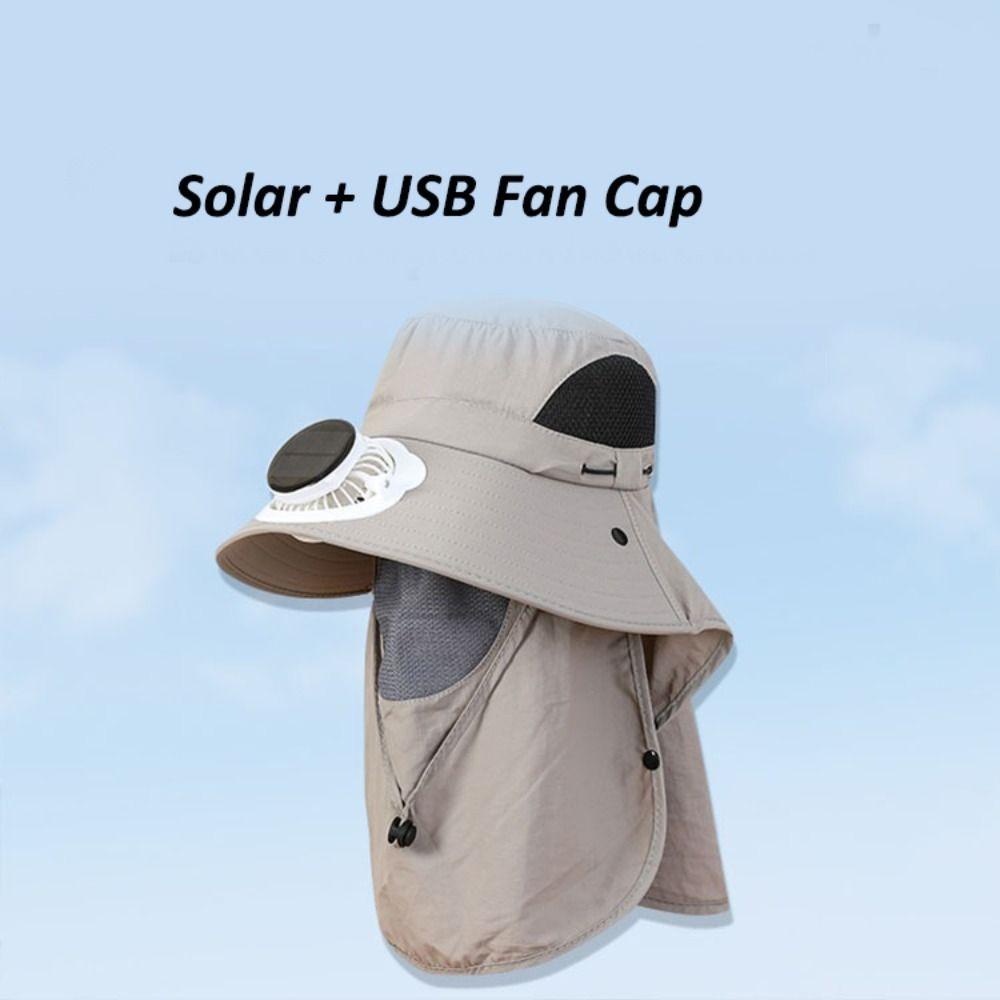 UPF50+ Solar Fan Cap Detachable Men Hat New Sunshade Cap Men Women
