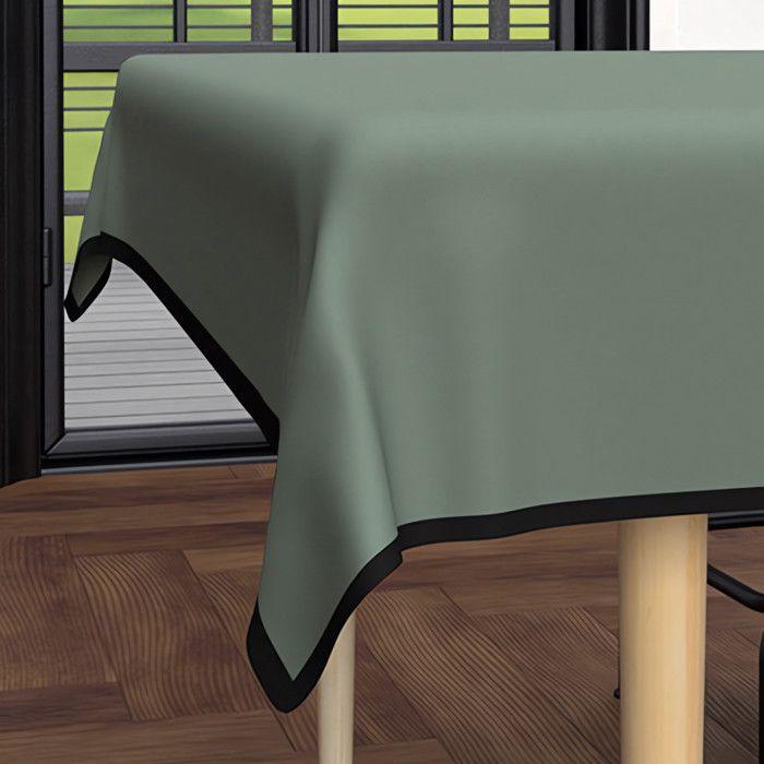 Rectangular Stain-resistant Tablecloth In Washed Microfibre 140x240 Cm BOHEME Khaki, by Soleil d'Ocre