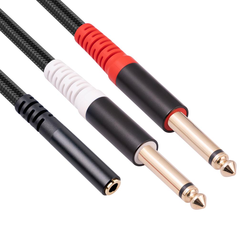 Dual 6.35mm to 3.5mm Female Stereo Audio Cable 3.5mm to Dual 1/4 Inch Audio Cable for Mobile Phone to Connect to Audio