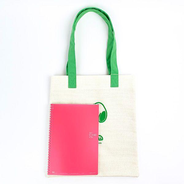 Snoopy Flat Tote Bag Grey Bag for Lessons, School, Office