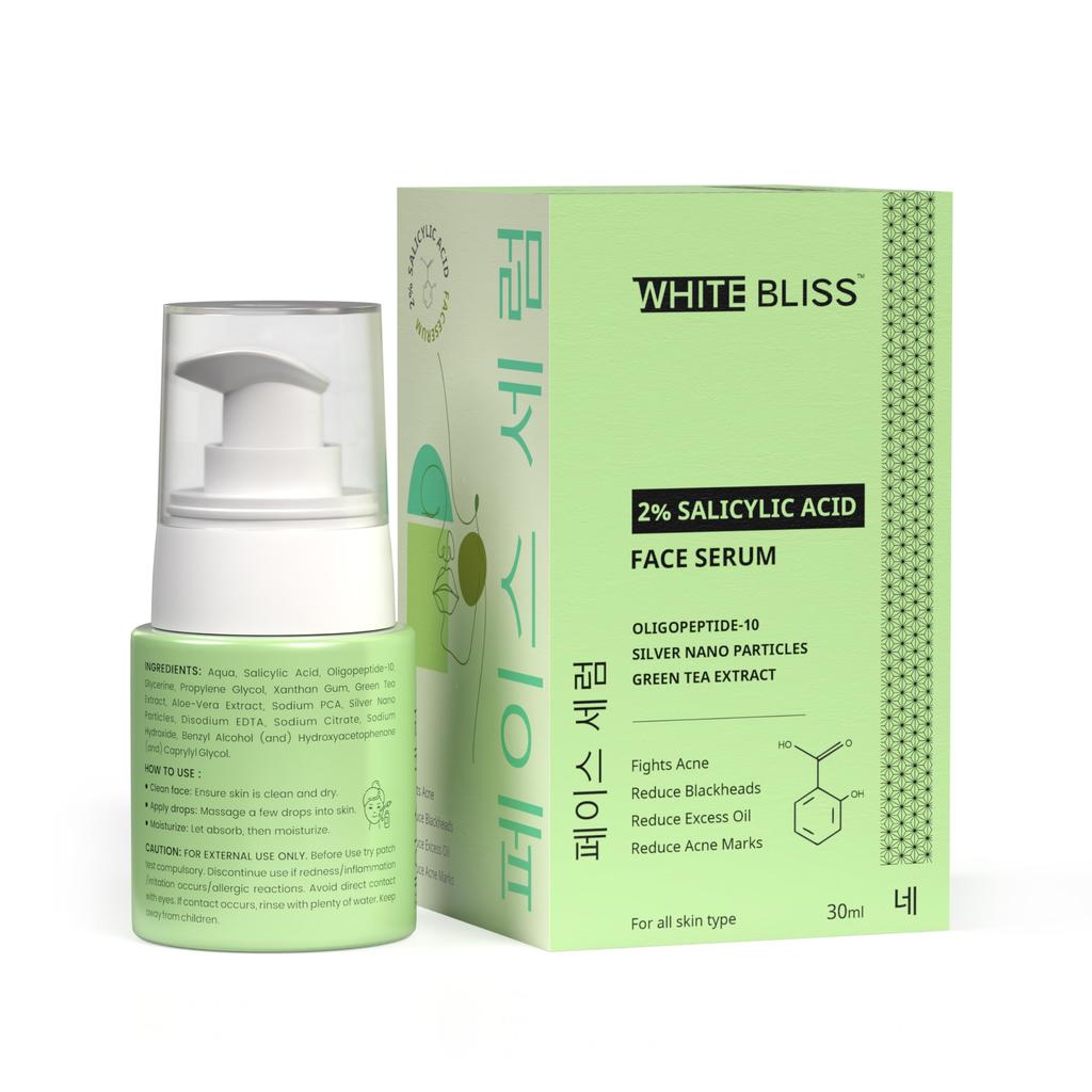WHITE BLISS Корейская сыворотка для лица с 2% салициловой кислоты от акне | Удаление черных точек и комедонов | Прыщи | Контроль жирной и склонной к акне кожи | Расширенные поры