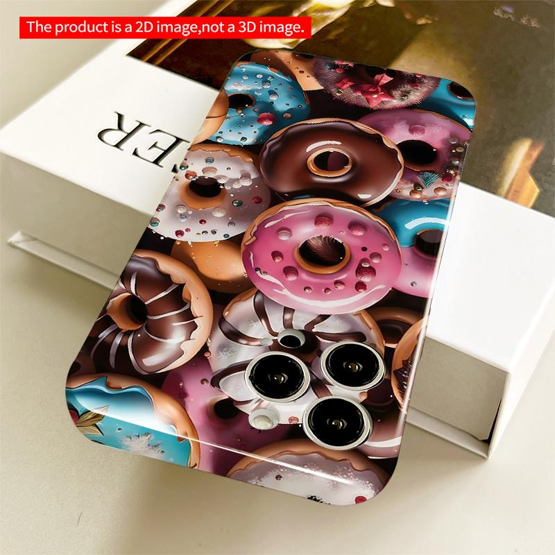 2DFlat Colorful Donut Feast Phone Case All inclusive film hard iPhone case, compatible with iPhone 18 Pro Max 17 16 15 14 13 12 11