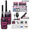 Baofeng UV-5R Mini Walkie Talkie BF-5R Mini Ham Two Way Radio Pink Dual Display USB-C 999 Channel AM For Camping Hiking Hunting