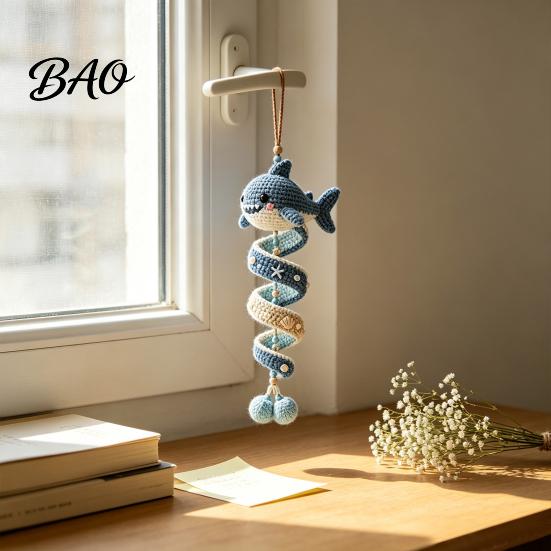 Ocean Friends DIY Craft Kit Animal Spiral Crochet Kit, Ornament Marine Life Yarn Themed for Teens Adults, Handmade Hanging Decoration Bag Charms