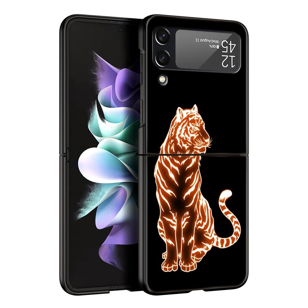 Чехол для телефона Samsung Galaxy Z Flip 3 4 5 складной мобильный чехол жесткий ПК Fundas черный защитный чехол тигровый неоновый леопард