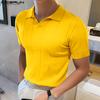 INCERUN Летние мужские вязаные топы-поло с коротким рукавом и V-образным вырезом, сплошной цвет
