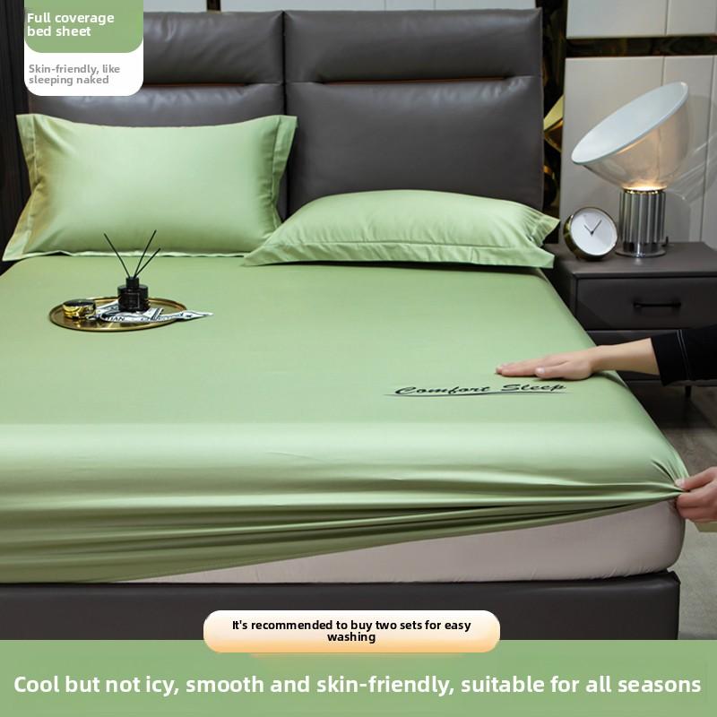 Cool Sensation Ice Silk Bedding Single Piece Mattress Protector Cover Summer Lightweight Durable Bed Sheet Set Comforter